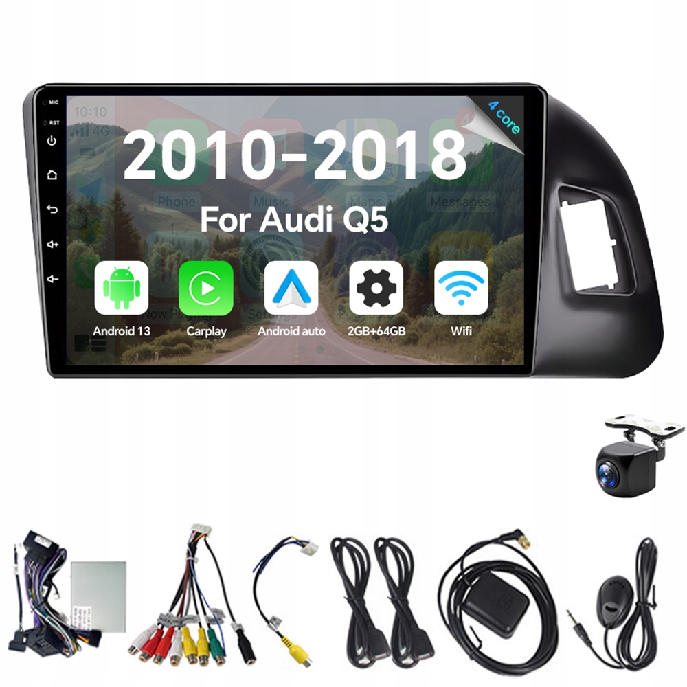 2Din Android 13 autorádio pro Audi Q5 2010-2018 2G 64G Carplay Gps Rds