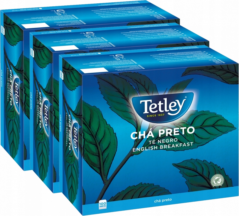 Herbata czarna w torebkach Tetley English Breakfast, 100 sztuk x 1.5g x3