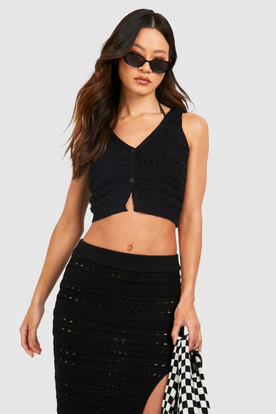 5E408 DZIANINOWA MAXI SPÓDNICA Z ROZCIĘCIEM BOOHOO Rozmiar M