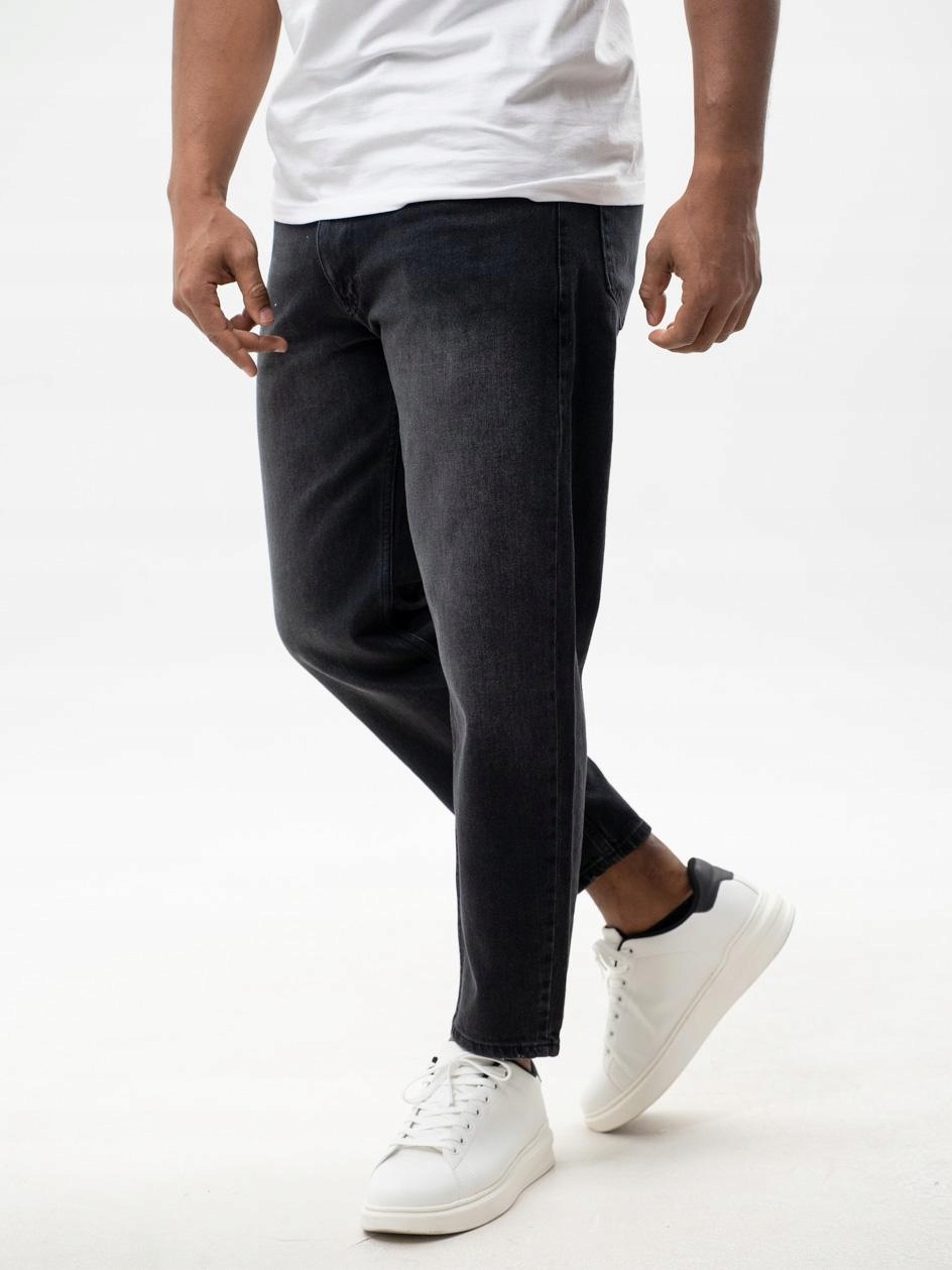 Džíny střihu Carrot, pánské, černé Jigga Wear, výšivka koruny, velikost XL