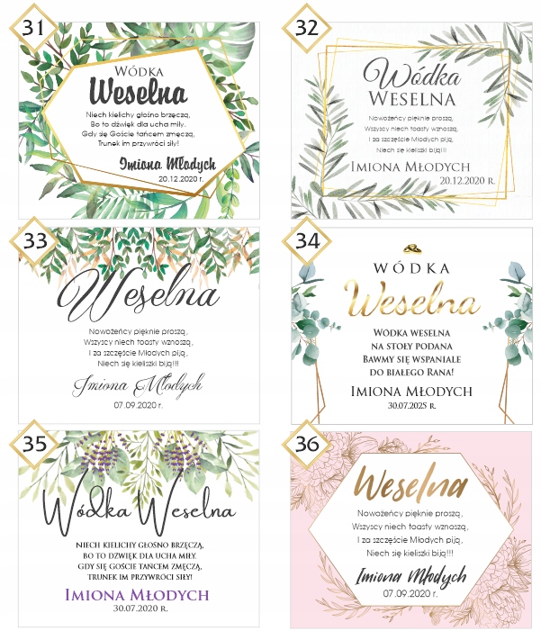 Naklejki / Etykiety na Wódkę / Ślub Biały Bocian Płeć uniseks