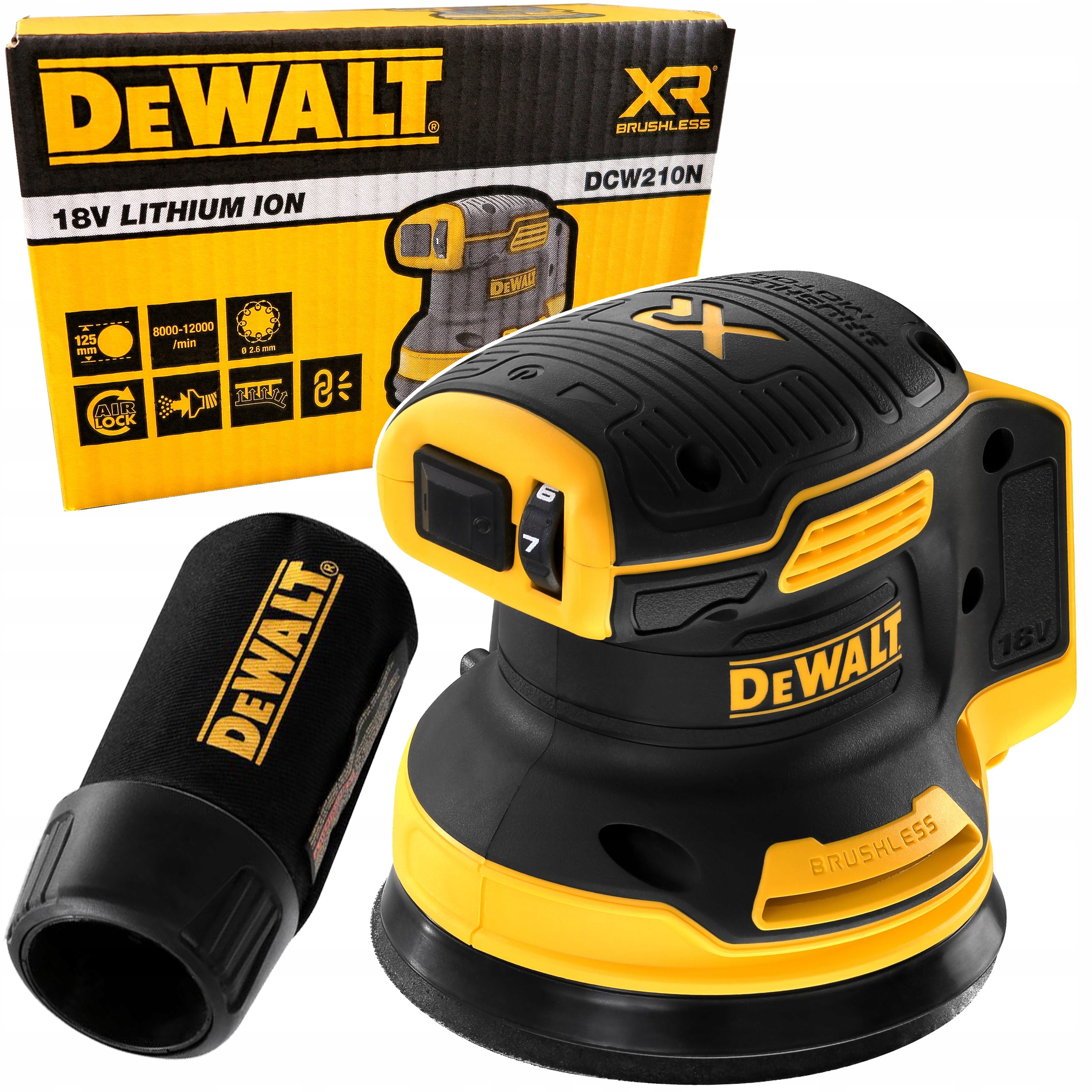 Szlifierka mimośrodowa akumulatorowa 18V DeWalt DCW210N -xj Body 125mm