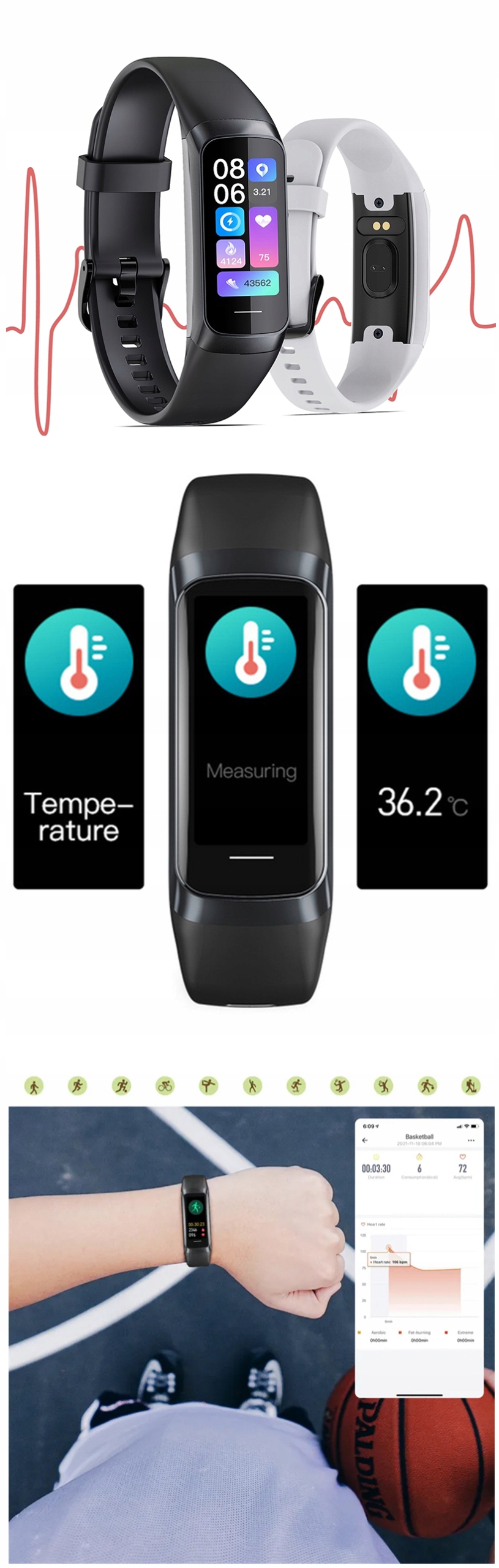 SMARTBAND ZEGAREK SPORTOWY SMARTWATCH PULS DAMSKI SPORT AMOLED FIT PRO SMS Kompatybilność systemowa Android iOS