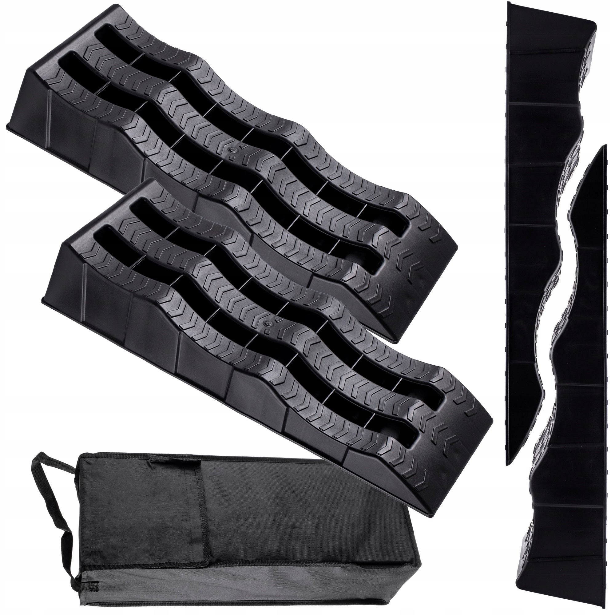 KLINY NAJAZDY PODKŁADY POZIOMUJĄCE 2 SZTUKI KOMPLET TORBA KEMPING PRZYCZEPY