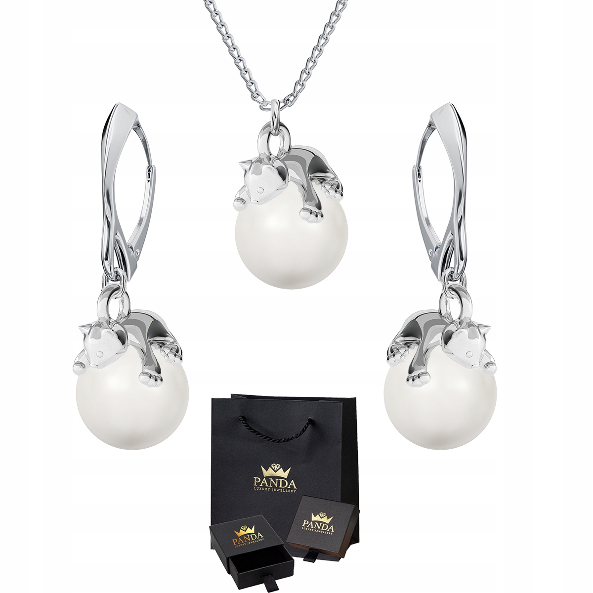 

Komplet Biżuterii Kotki Swarovski Srebro 925