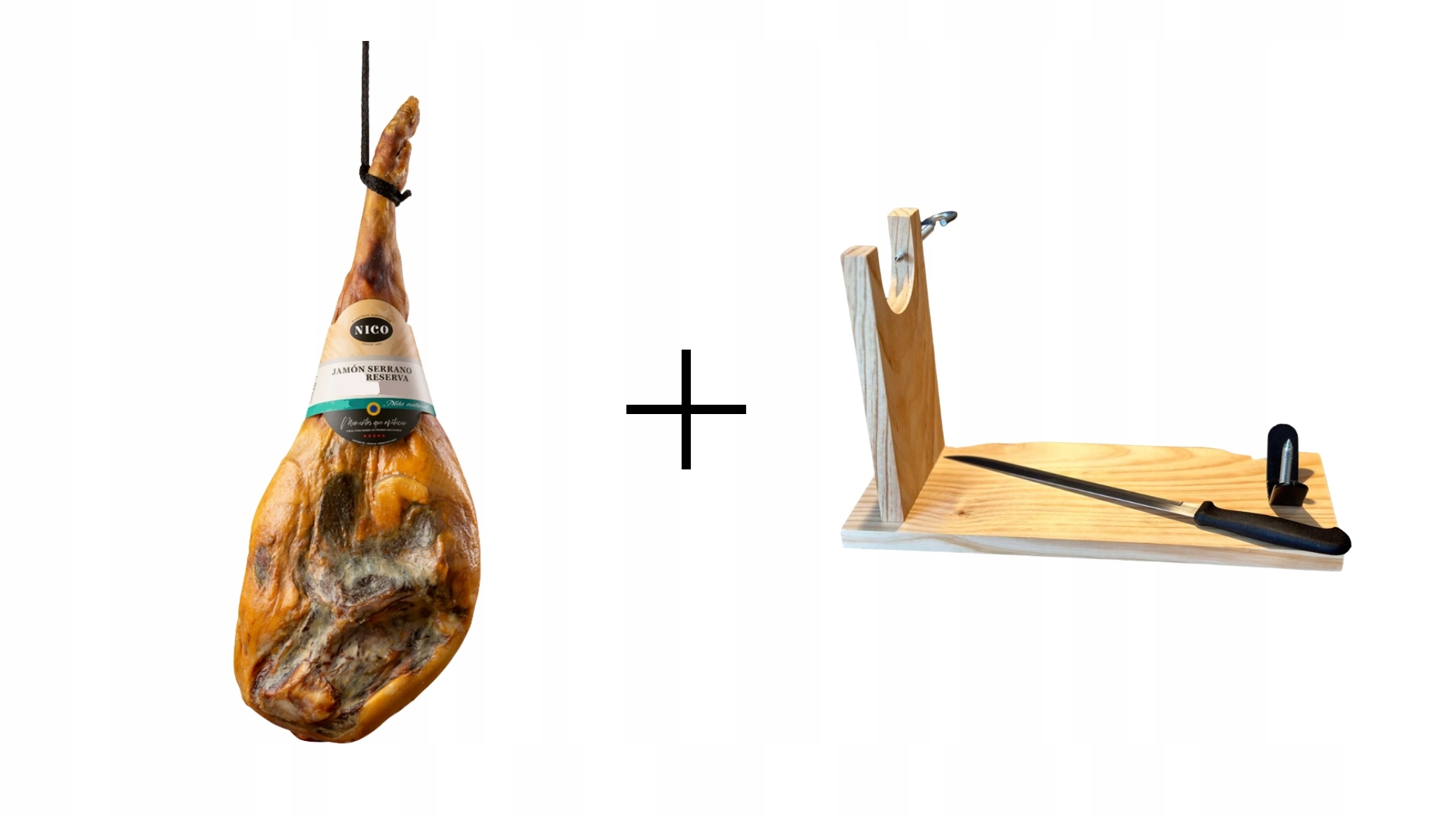 Levně Sada Jamon Serrano Reserva > 7 kg Stojan Nůž Španělská šunka Nico