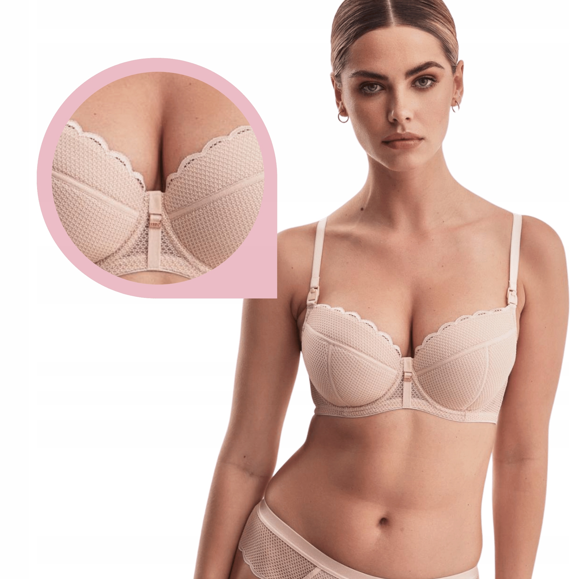 Kojící podprsenka béžová vyztužená krmítko Alles Mama Chita U 65H