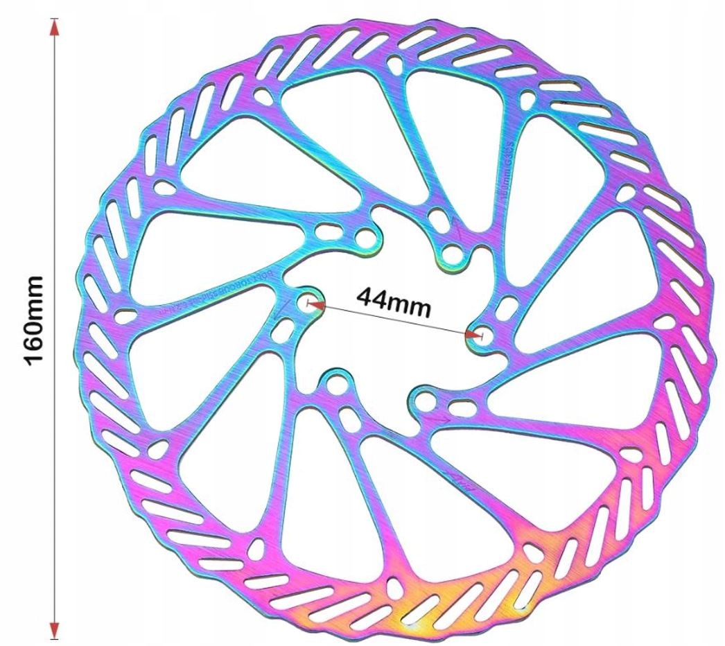 TARCZA HAMULCOWA ROWEROWA 160 MM - 6 ŚRUB W KOMPLECIE - KOLOROWA Model CENTERLINE