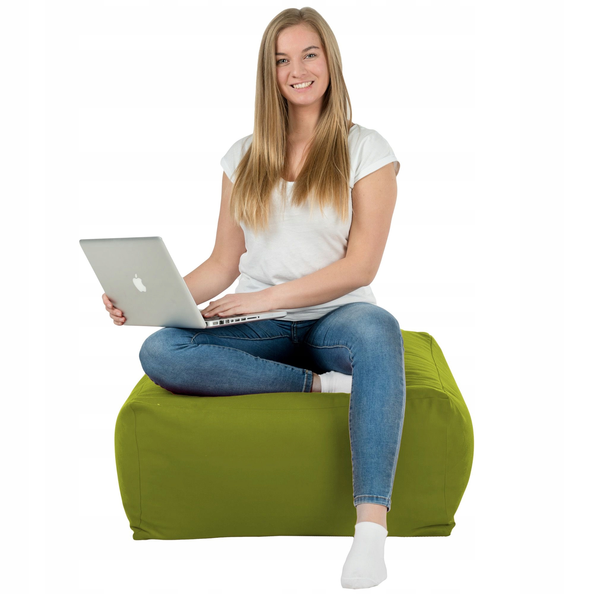 Taburet Plyšový na sezení Stolek křeslo Zelený