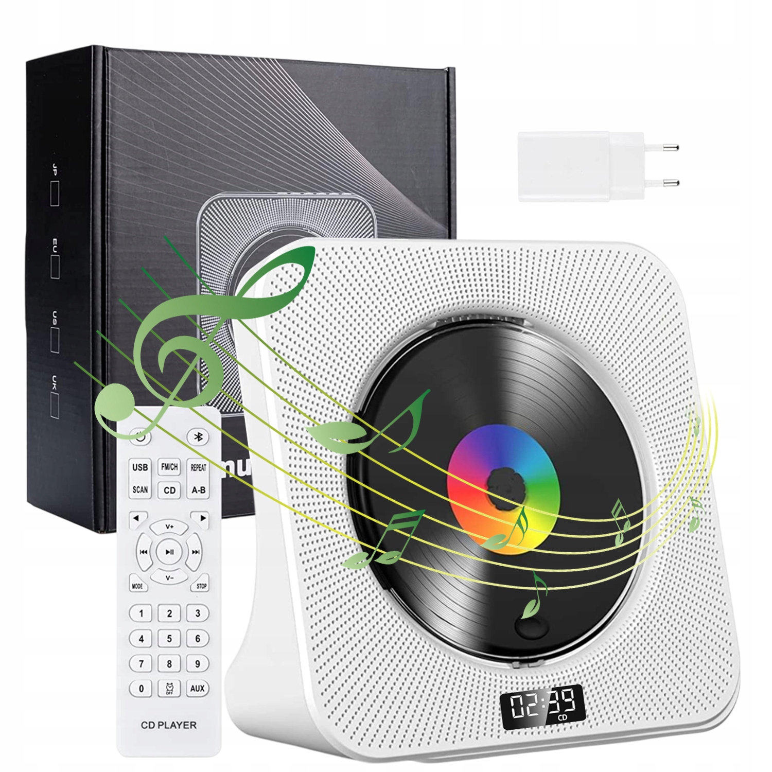 Přenosný CD Přehrávač Podporuje Bluetooth/fm Rádio/u/aux Disk Dálkové Ovládání