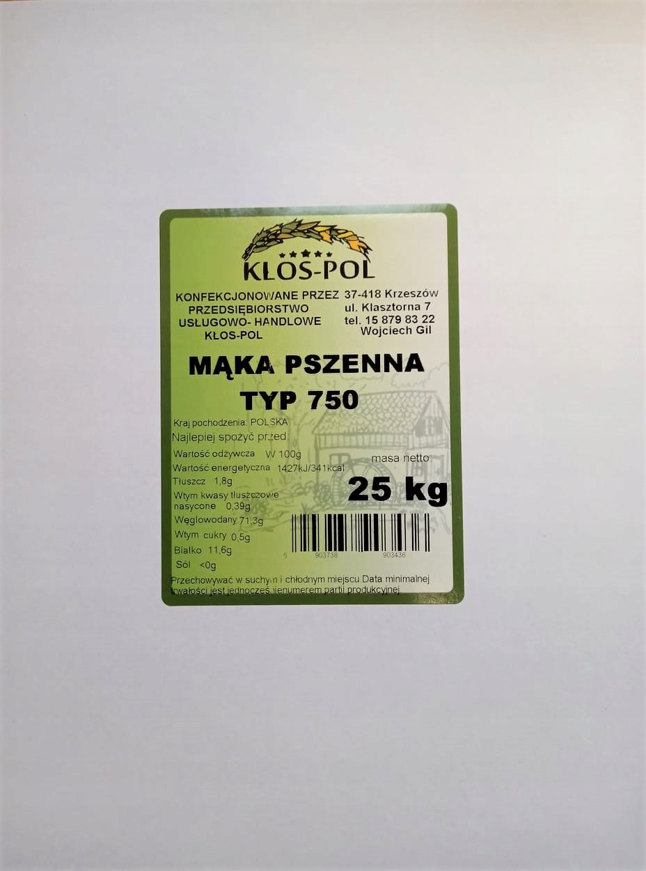 Mąka pszenna typ 750 25KG ,z Młyna Wysyłka Gratis!