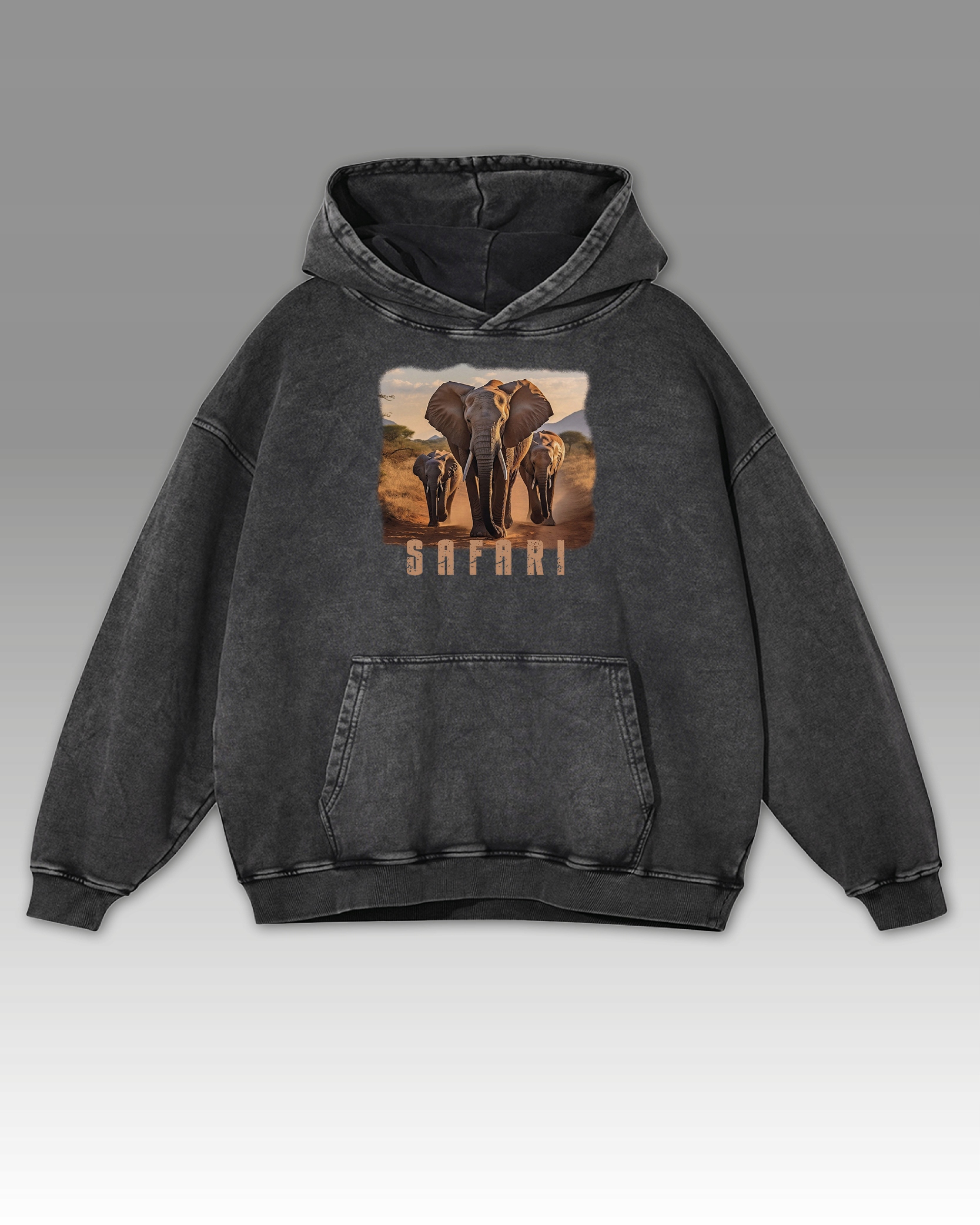 Mikina Safari Sloni Afrika Divoká příroda Cestování Zvířata Grafitová L