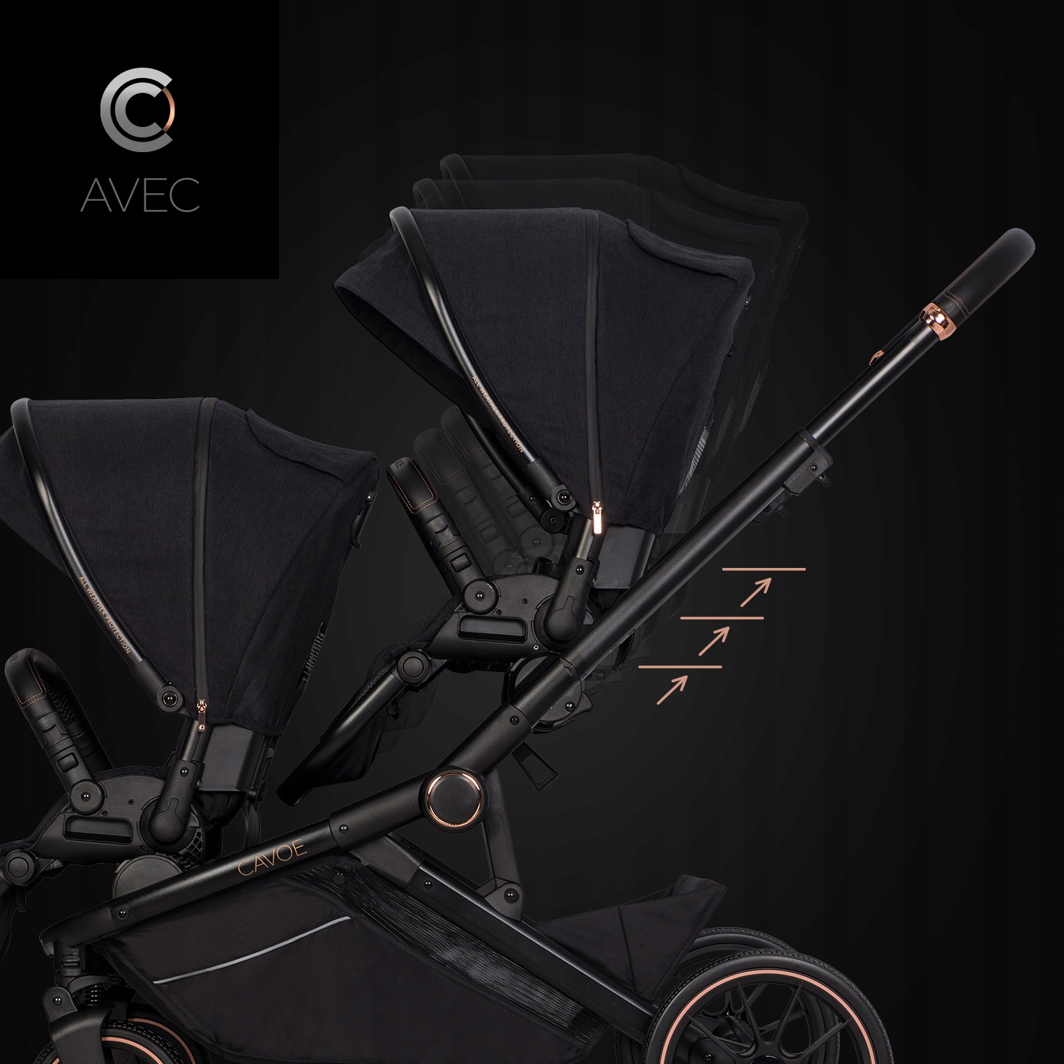 Wozek blizniaczy AVEC FOTELIK TORBA ADAPTERY CYBEX Model Avec