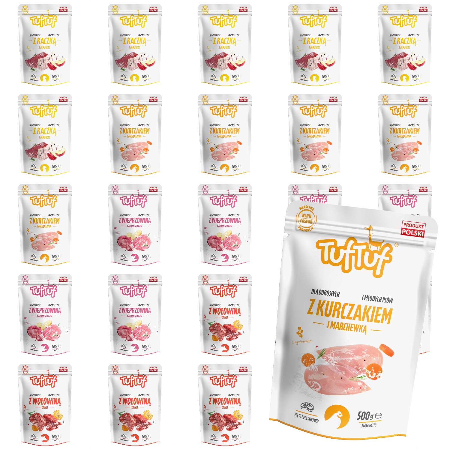 Levně TufTuf sáčky Vlhké Krmivo MIX Chutí sada 24x500g