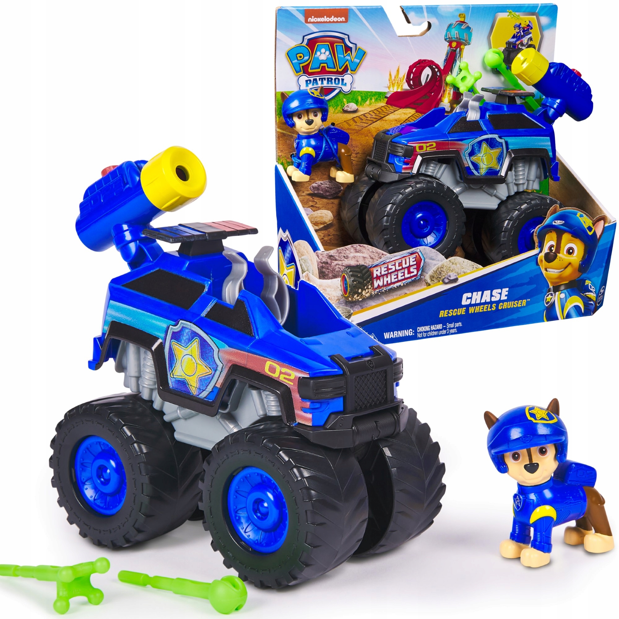 Psi Patrol Rescue Wheels niebieski pojazd terenowy z figurką Chase 6 cm