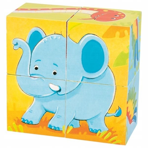 

Drewniane puzzle sześcienne dzikie zwierzęta