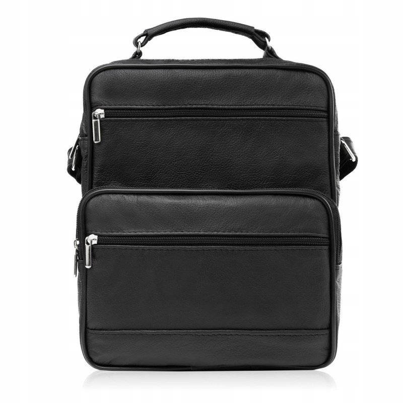 Pánská ledvinka Kabelka Přes Rameno Kožená černá Abruzzo s popruhem na rameno