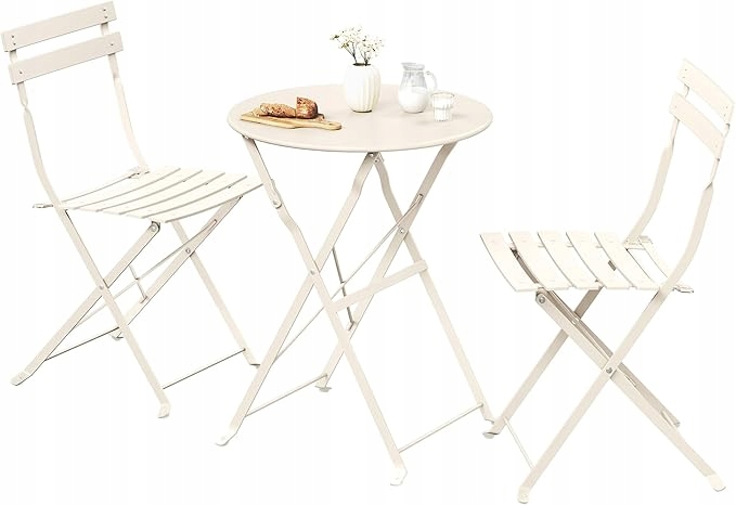 Songmics 3-dielny bistro set záhradného nábytku, skladací set