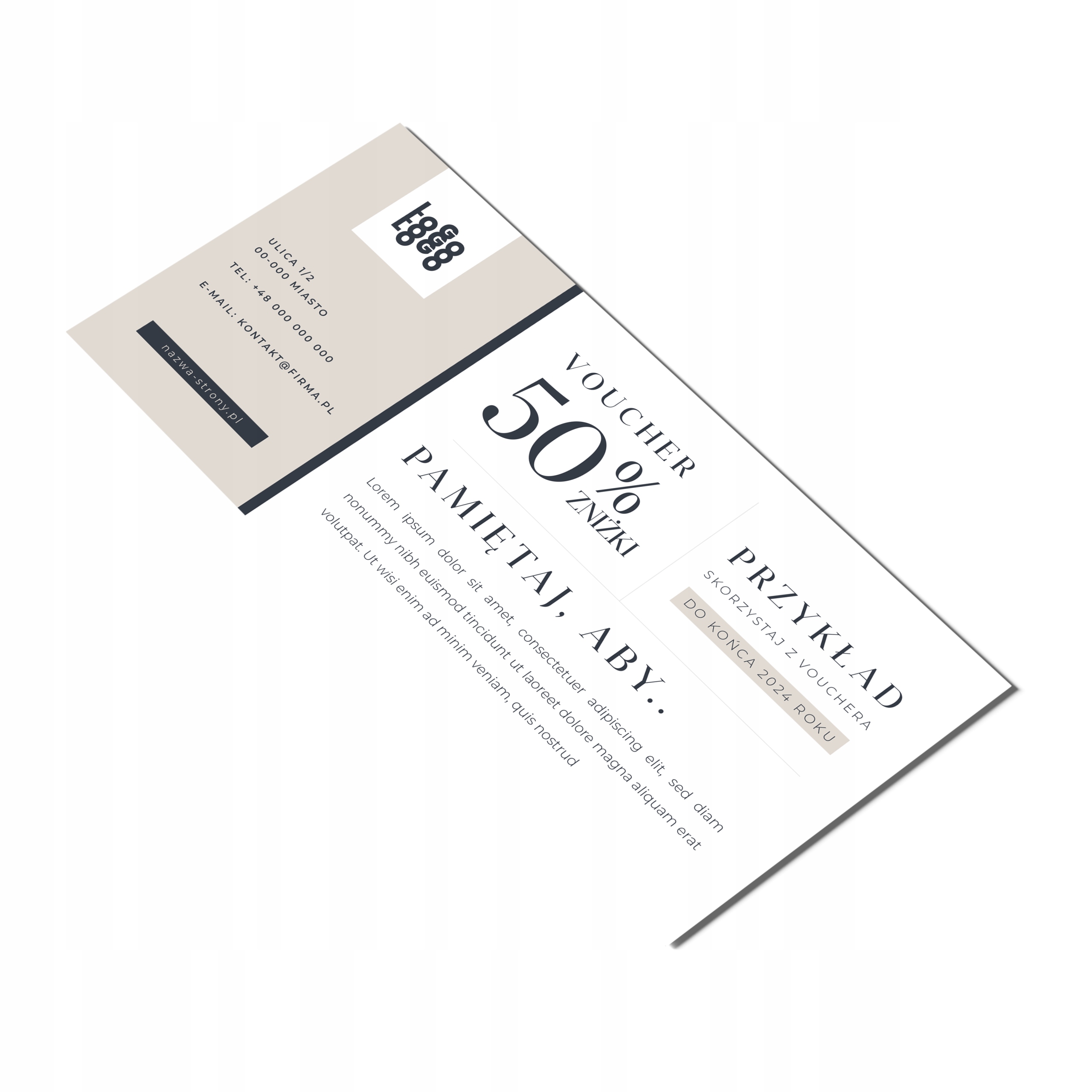 Vouchery upominkowe matowe 99x210mm GRUBE 350g DARMOWY PROJEKT 500 sztuk Format papieru format DL