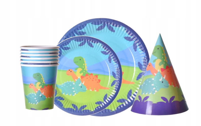ZESTAW PAPIEROWY KUBECZKI TALERZYKI DINOZAURY Marka inna marka