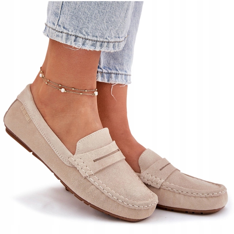 Dámské Mokasíny Z Přírodního Semiše Big Star RR274947 Béžové 37