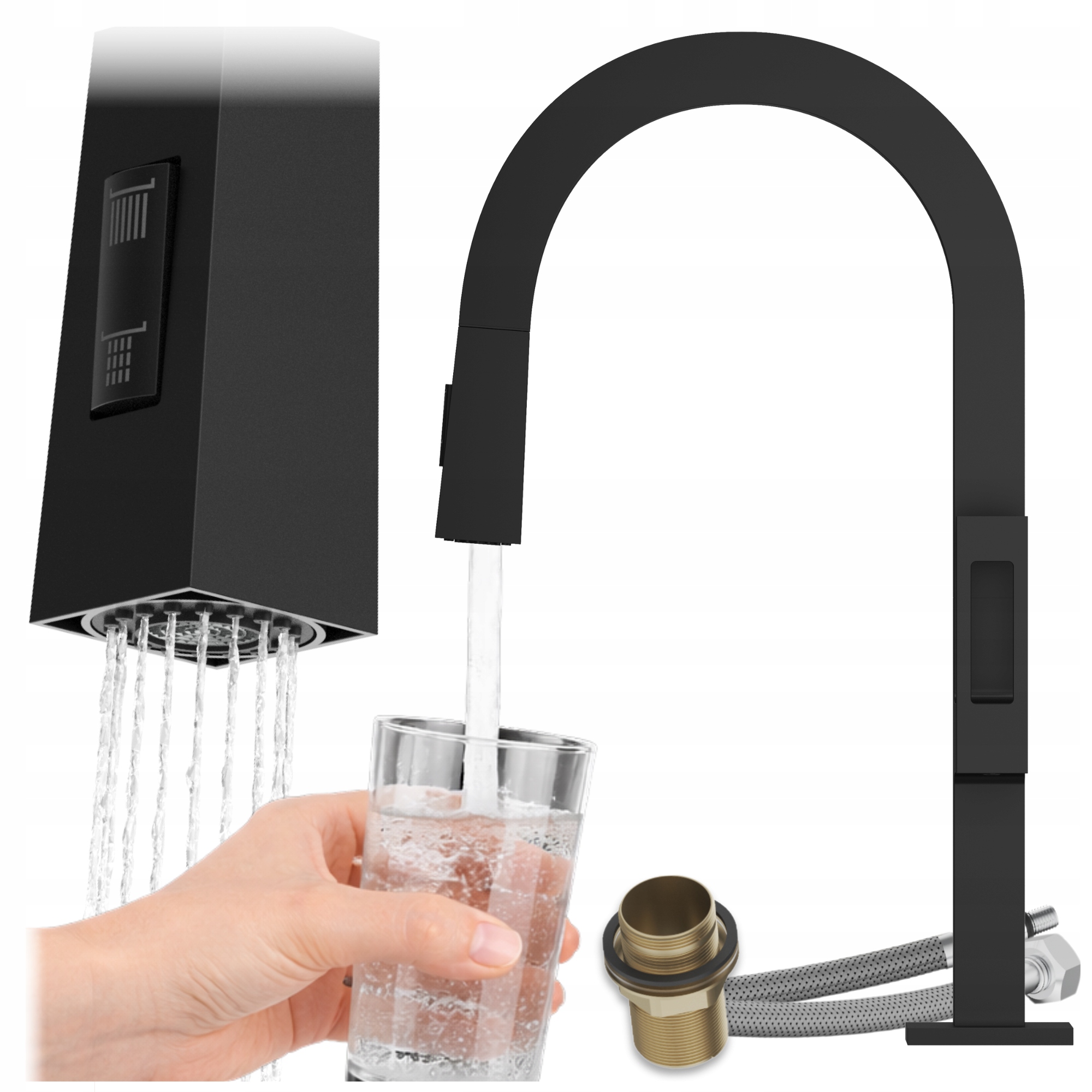 Kuchyňská dřezová baterie vytahovací sprcha černá Kran Arcus Max