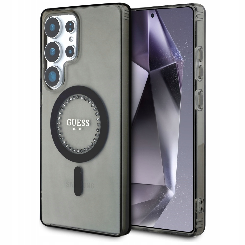 Originální pouzdro Guess MagSafe Galaxy S25 Ultra, černý obal zadní kryt pouzdra