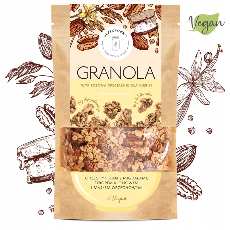 Levně 2X Granola pekanové ořechy s mandlemi, javorovým sirupem a máslem 320 g