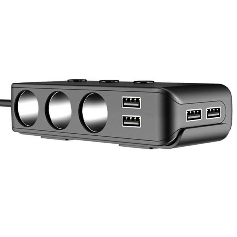 Rozdělovač Zásuvky Zapalovače 120W 4 Usb Porty Rychlé Nabíjení Qc 3.0