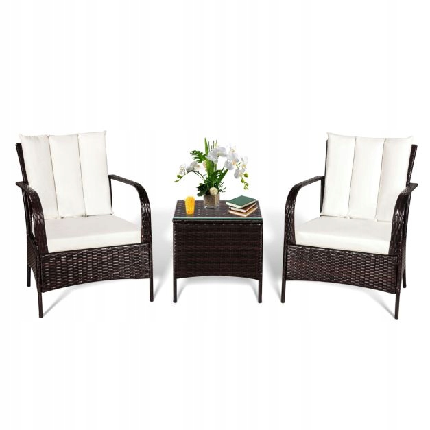 Zestaw mebli ogrodowych technorattan brązowy 3 el.