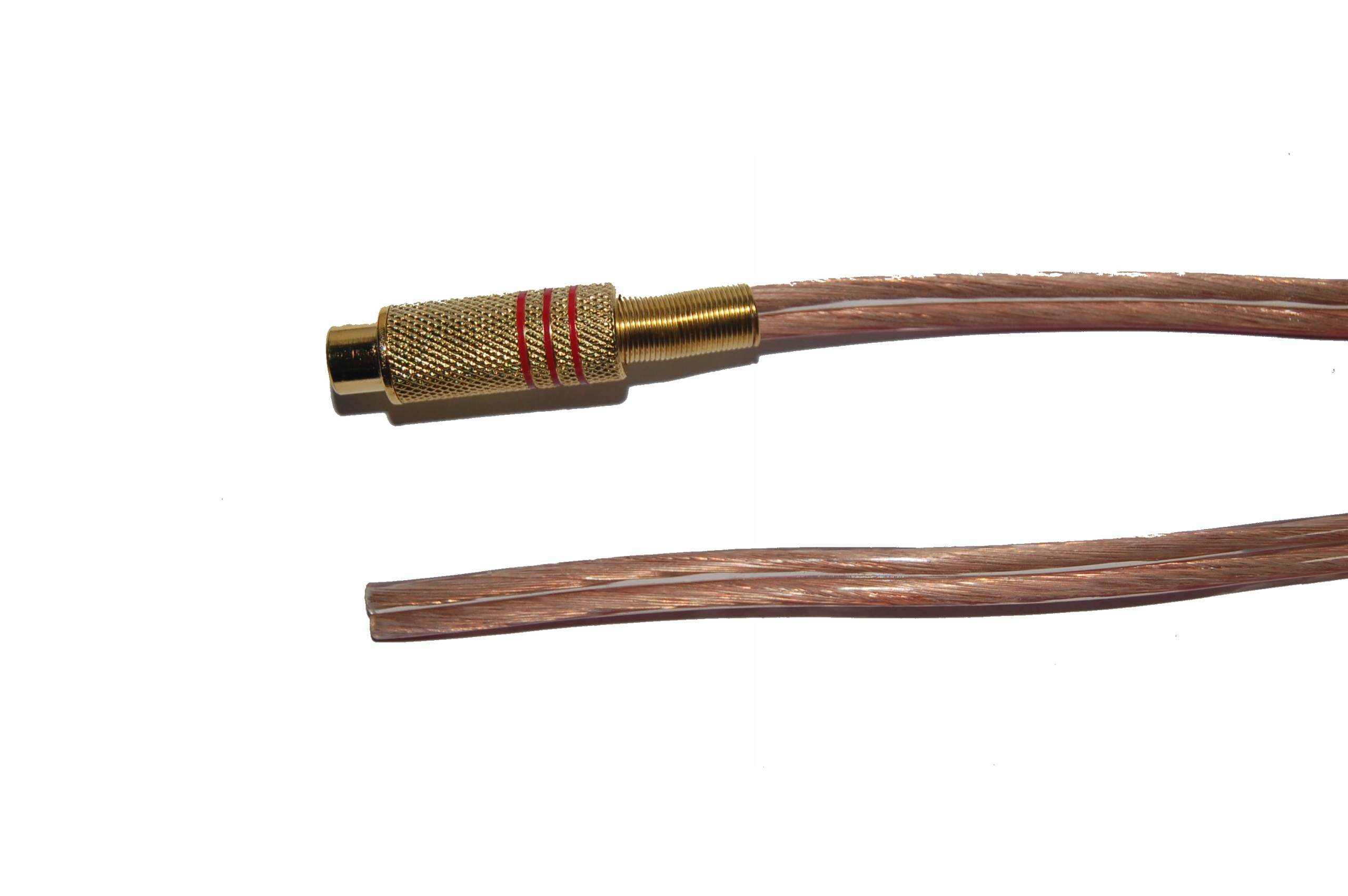 Kabel głośnikowy gniazdo Rca 0 , przewód 2x2,5mm, transparent Cu, 1m