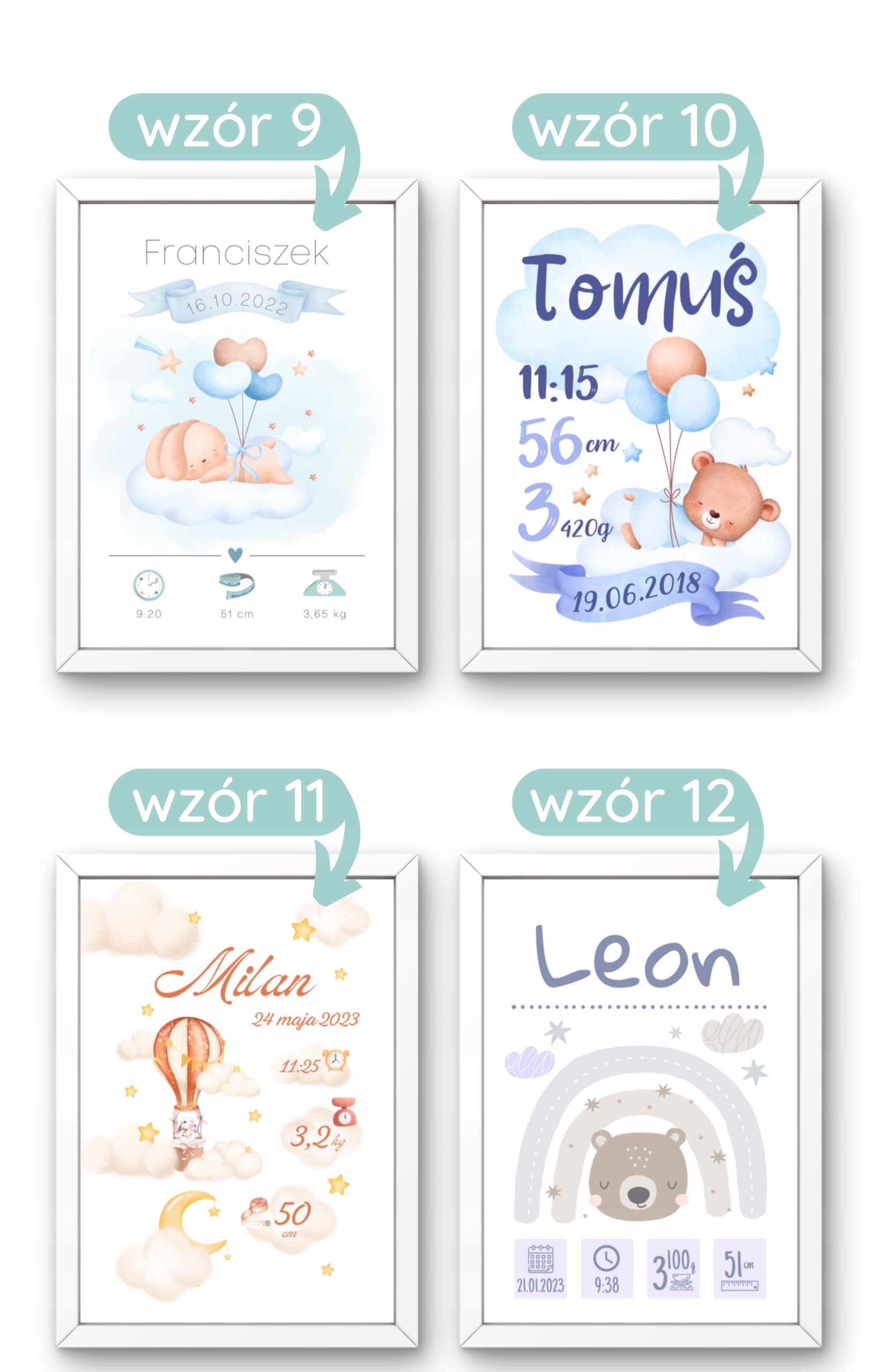 METRYCZKA DLA DZIECKA PREZENT NA CHRZEST DLA CHŁOPCA PLAKAT OBRAZ W RAMIE Bohater brak