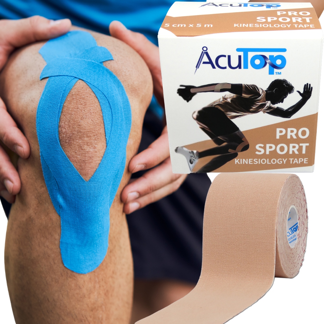 MOCNA TAŚMA KINESIO KINEZJOLOGICZNA TEJP ACUTOP TAPE 5x5 PRO SPORT BEŻOWA