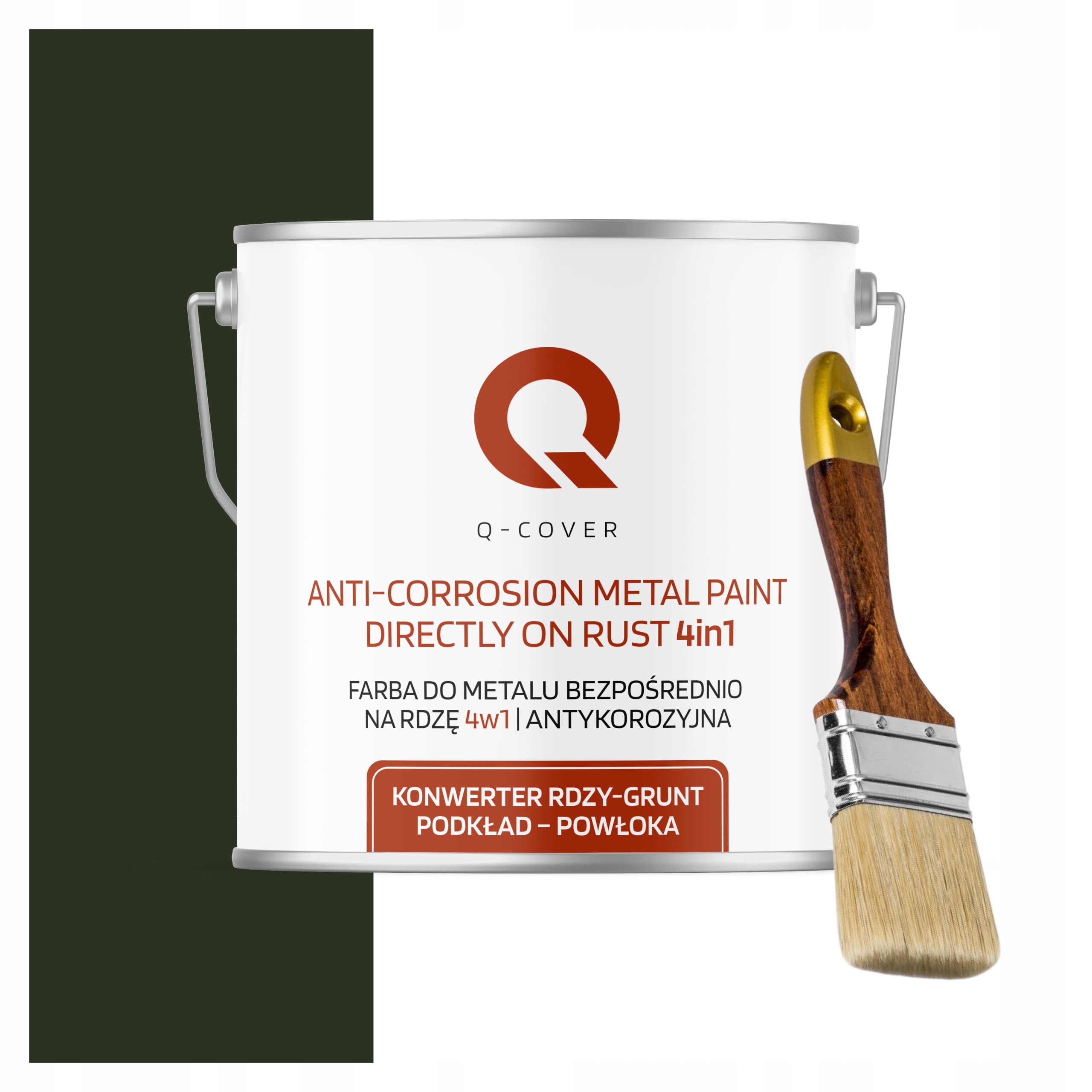 Antikorózna farba na kov 5L Vysoký lesk Fľašová Zelená štetec