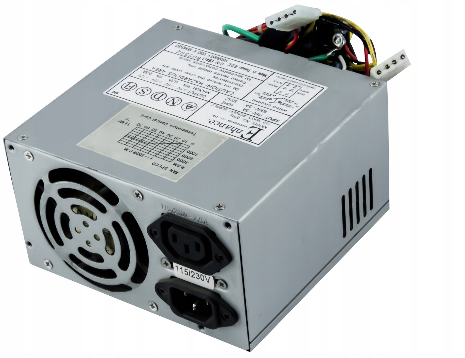 Enhance E515 150W At Aux Molex Fdd Napájecí zdroj 150W At s konektory Aux, Molex a Fdd