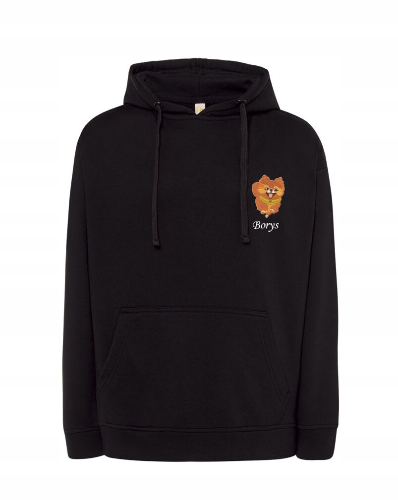Mikina S Pomeranian Jméno Psa Výšivka Over Size Černá 3XL Dárek K Narozeninám