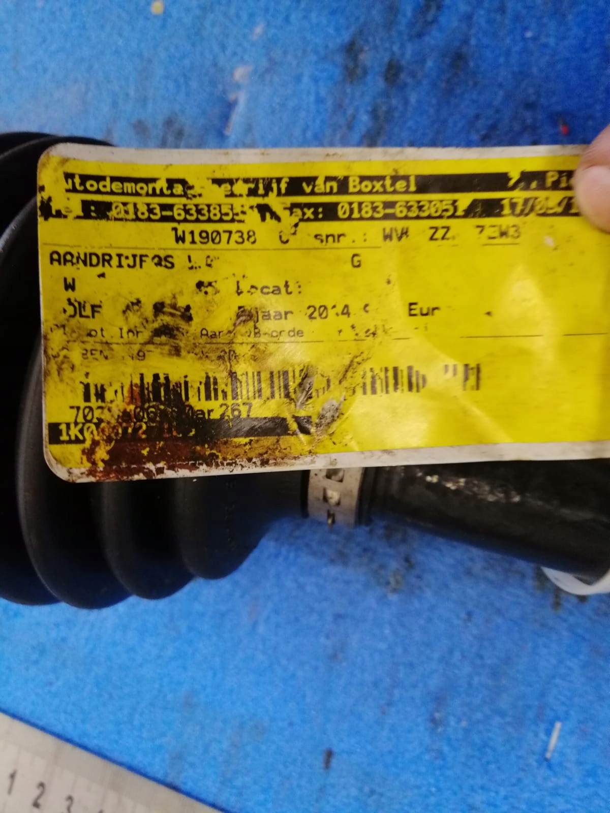 semi-axis VW GOLF 2014 R left 1.2 petrol 1KO407271LB