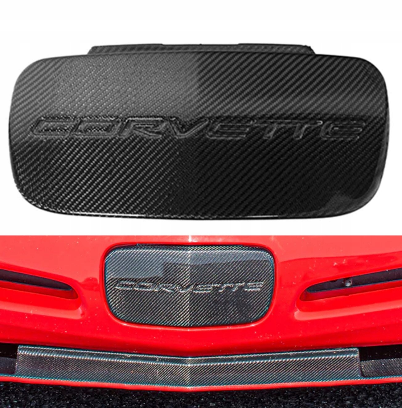 EMBLEMAT ZAŚLEPKA OSŁONA ZDERZAKA PRZÓD KARBON CHEVROLET CORVETTE C5 97-04