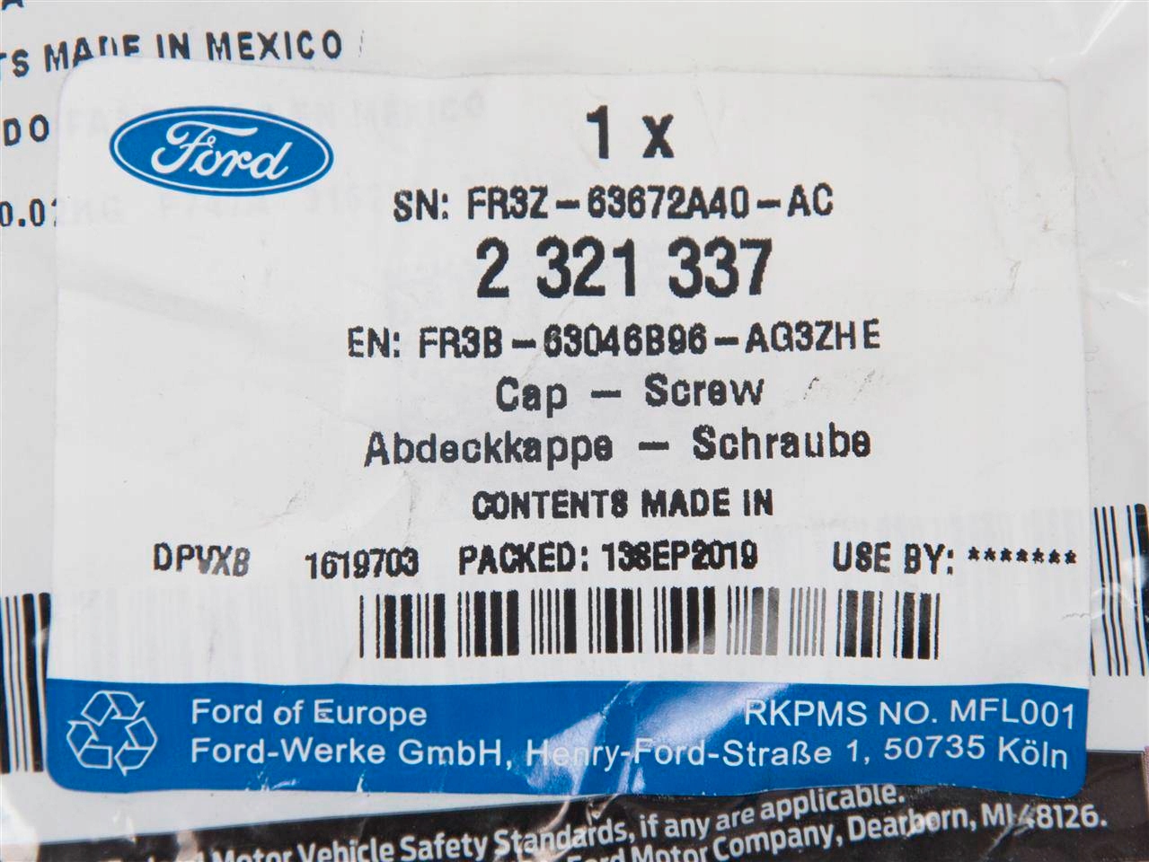 ZAŚLEPKA OSŁONY SŁONECZNEJ MUSTANG 15- 17- Producent części Ford OE