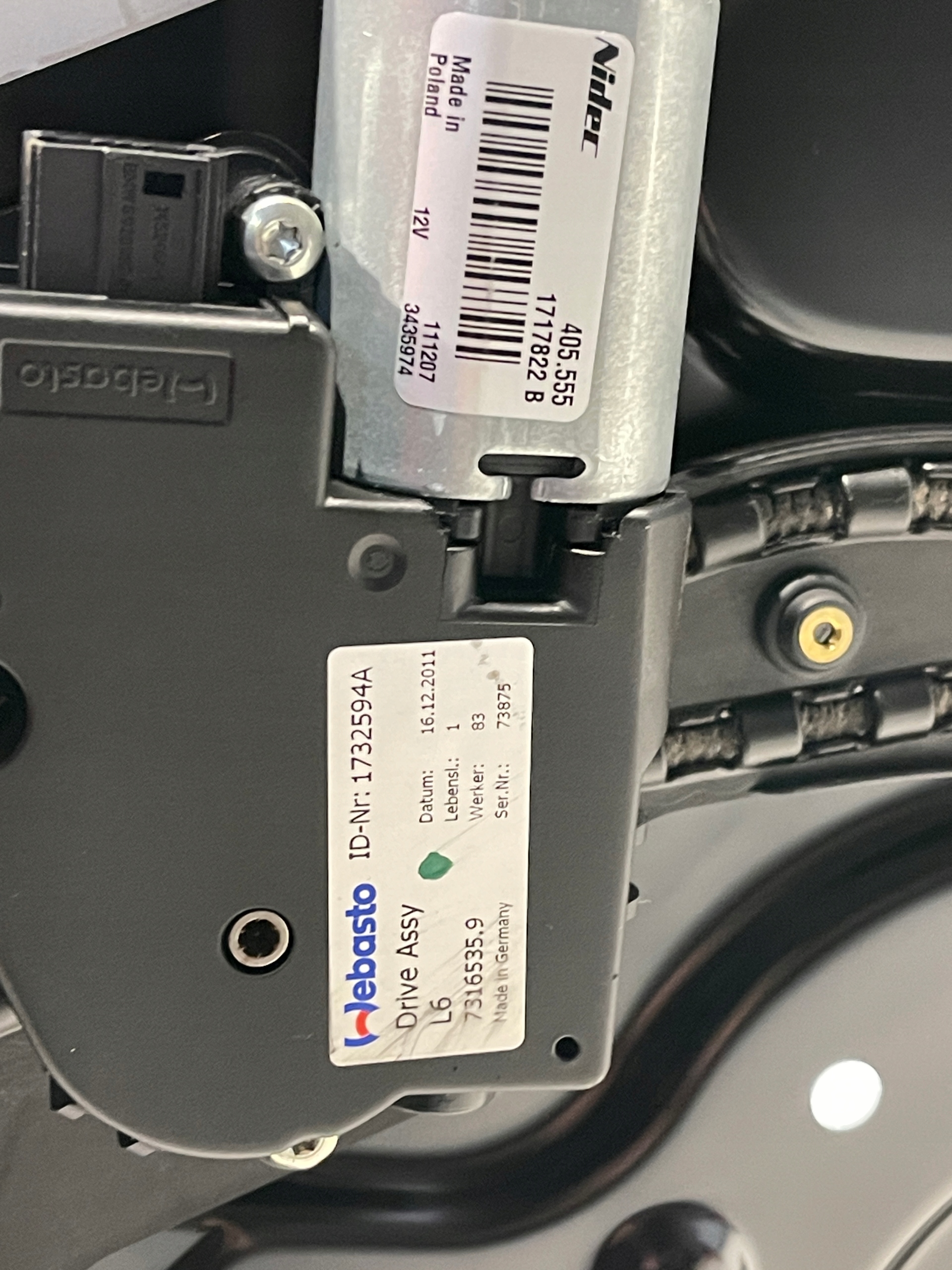 BMW F10 Toit ouvrant Support Micro moteur 7316535 8038191