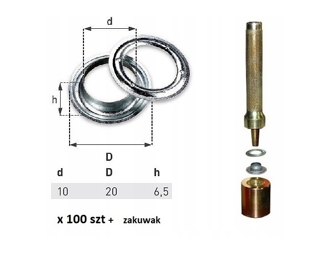 

Oczka 100 szt do plandeki fi10 zakuwak