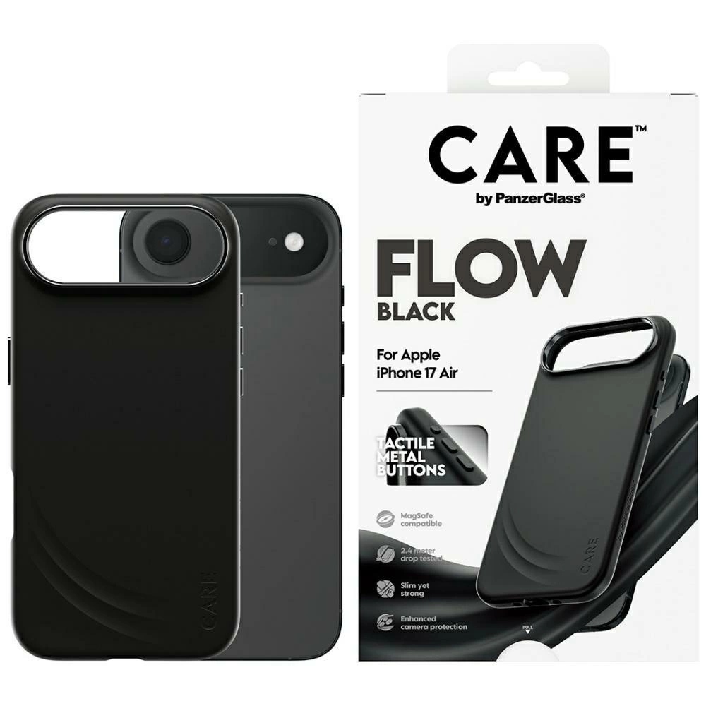 Pouzdro Care od společnosti PanzerGlass s funkcí Flow MagSafe pro iPhone Air černé
