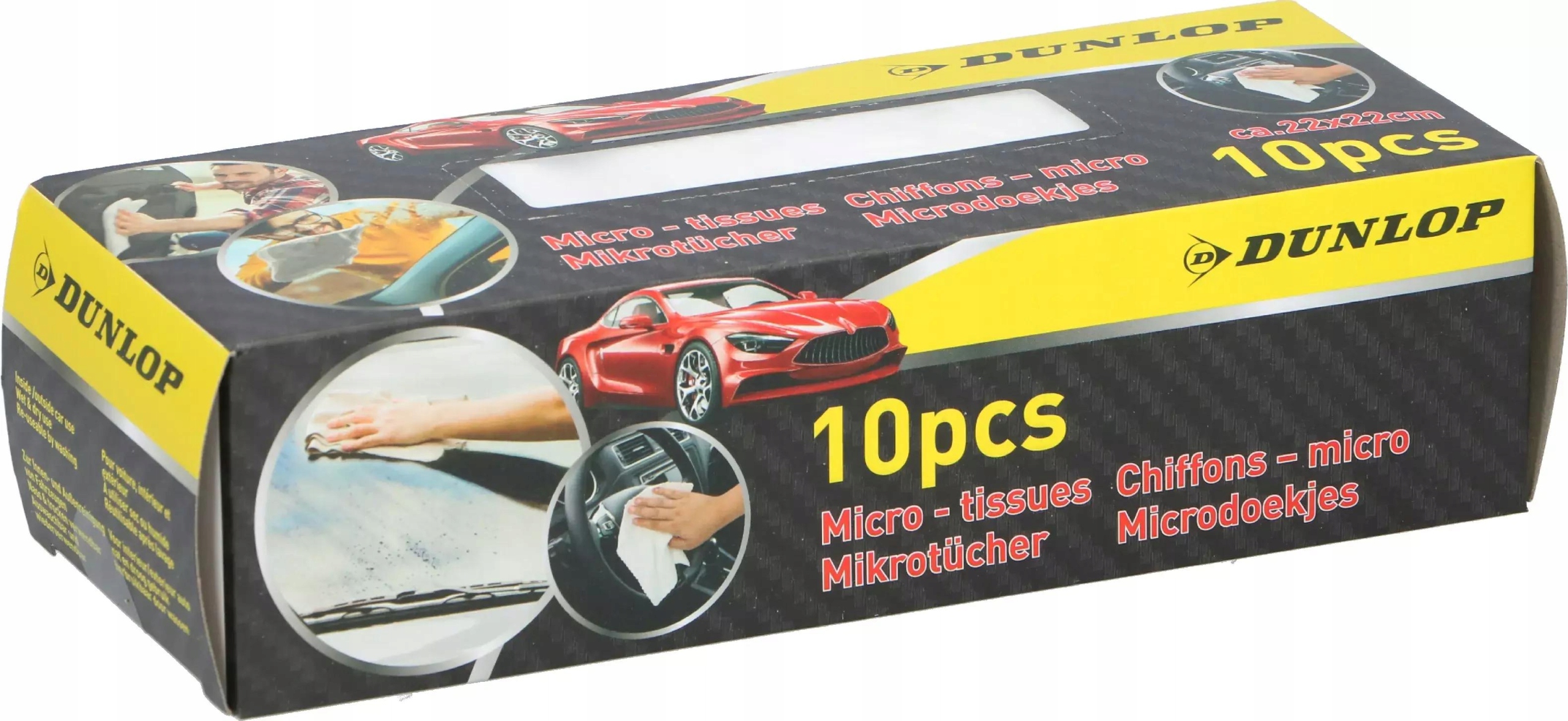 Komplet ściereczki uniwersalne z mikrofibry do szyb samochodu Dunlop x10