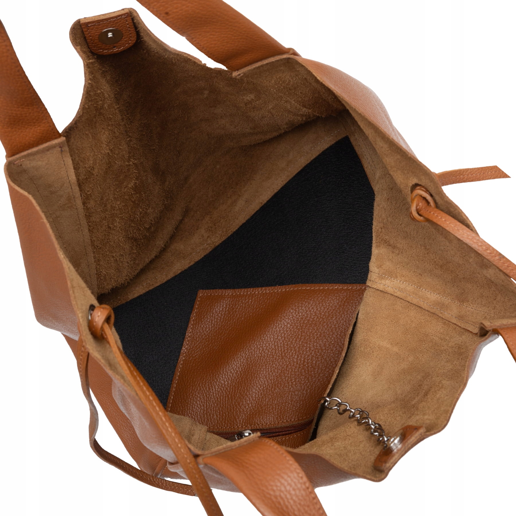 VERA PELLE torebka damska skórzana shopper duża z saszetką TAUPE Styl miejski