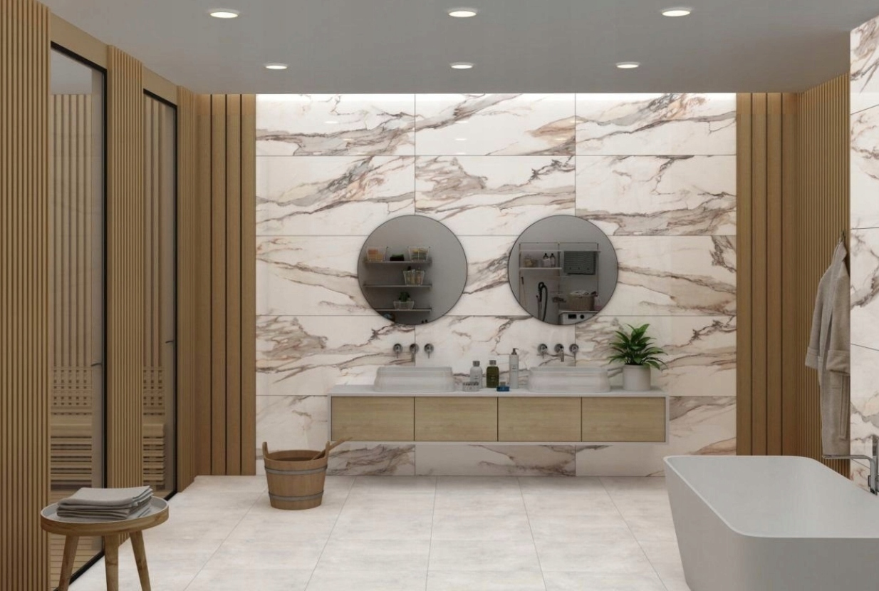 PŁYTKI GRES BIAŁY MARMUR ZÓŁTA ŻYŁKA NIĆ PODŁOGOWE ŚCIENNE 60X120 GAT I Marka Netto