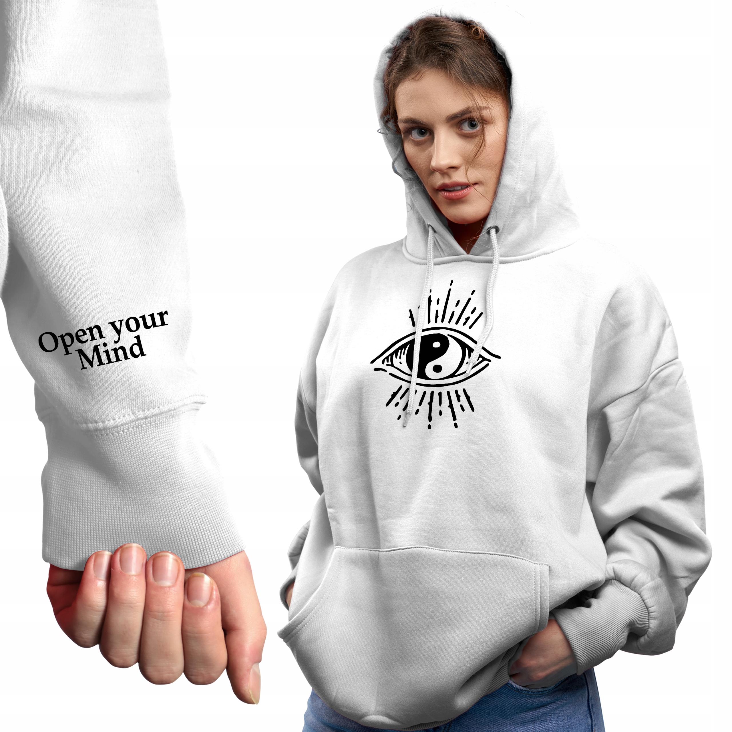 Módní Mikina Dámská s kapucí Open Your Mind Mnoho různých vzorů XXL