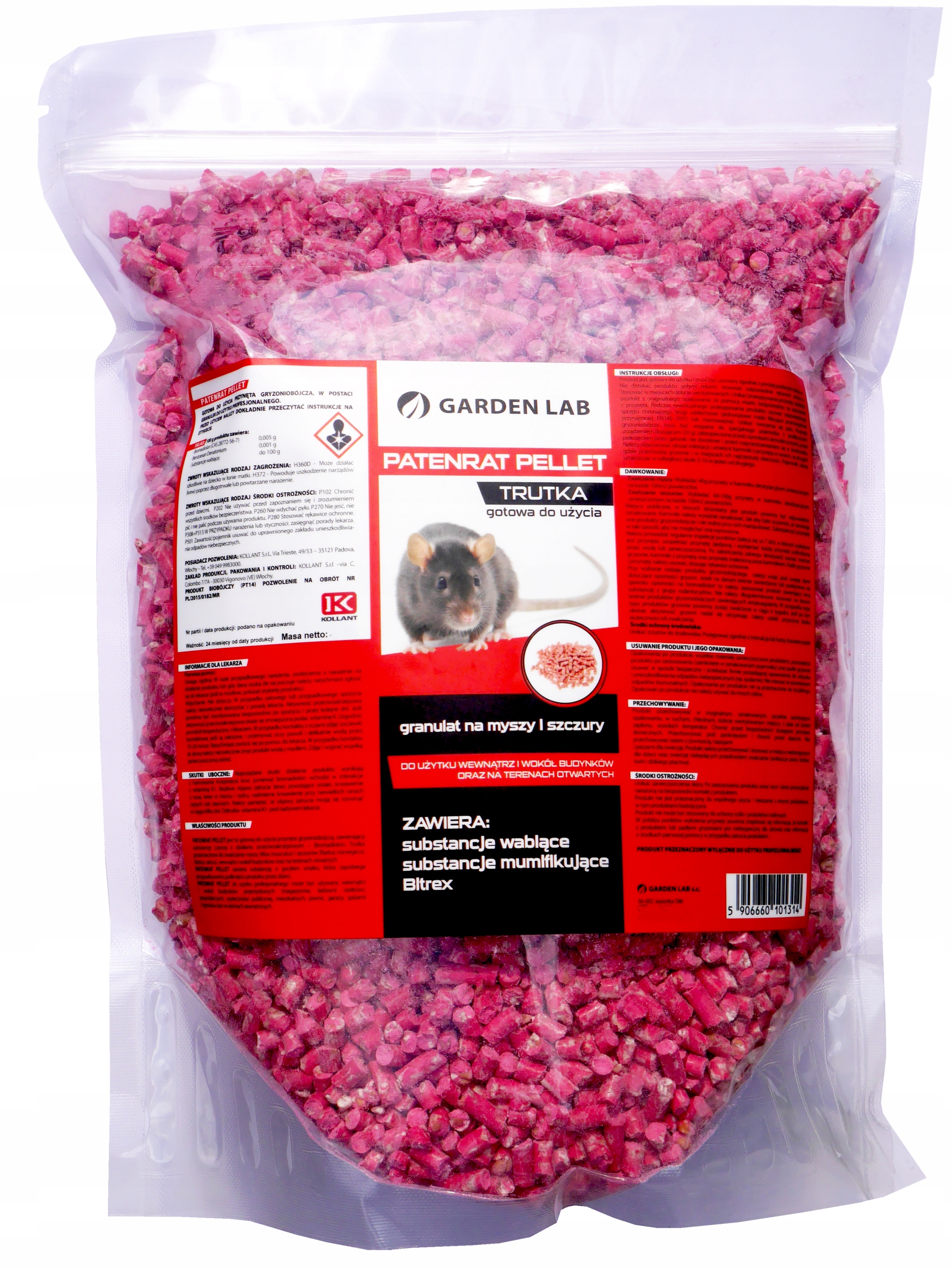GRANULAT TRUTKA NA MYSZY SZCZURY BROMADIOLON 1,5KG Kod producenta PAT015