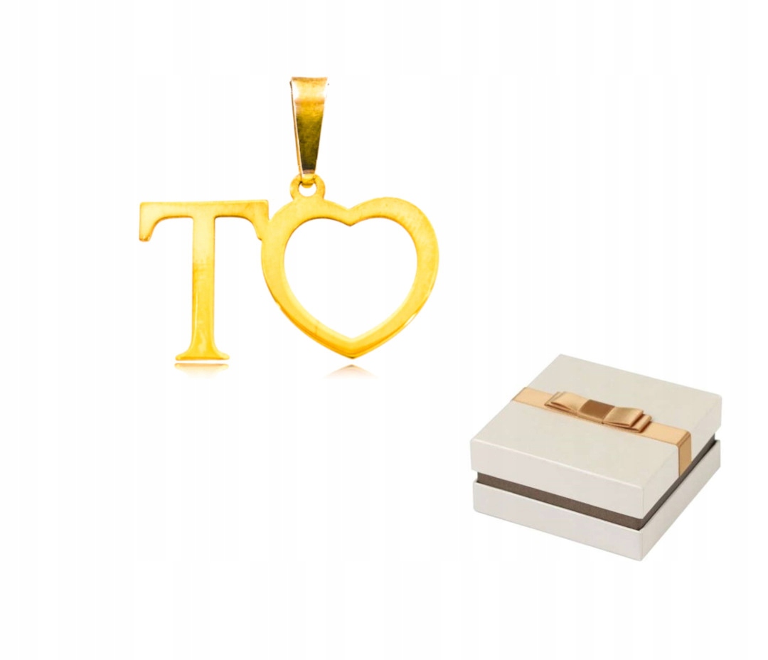 Zlato 585 Zlaté písmenko T srdce přívěsek přívěsek 14 karátů ZZ94