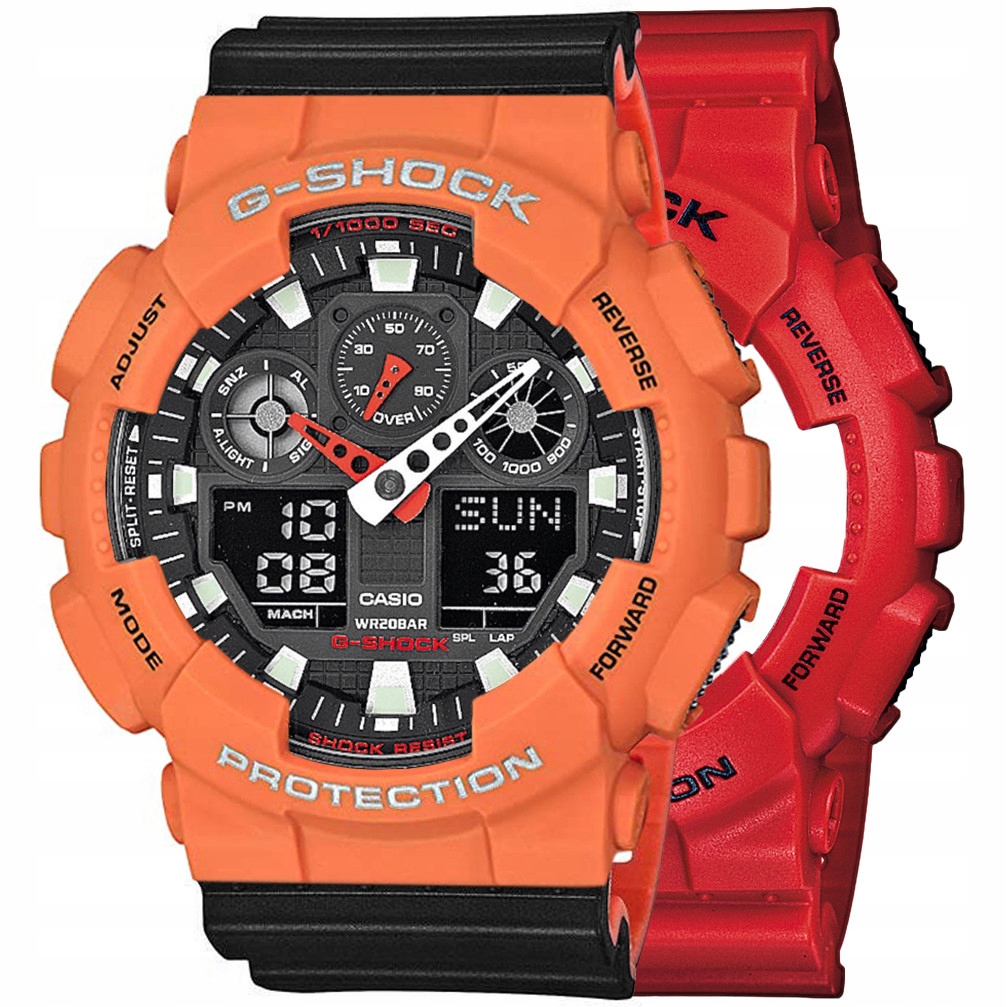 Sada G-shock GA-100B-4AER Oranžová Černá, Červená