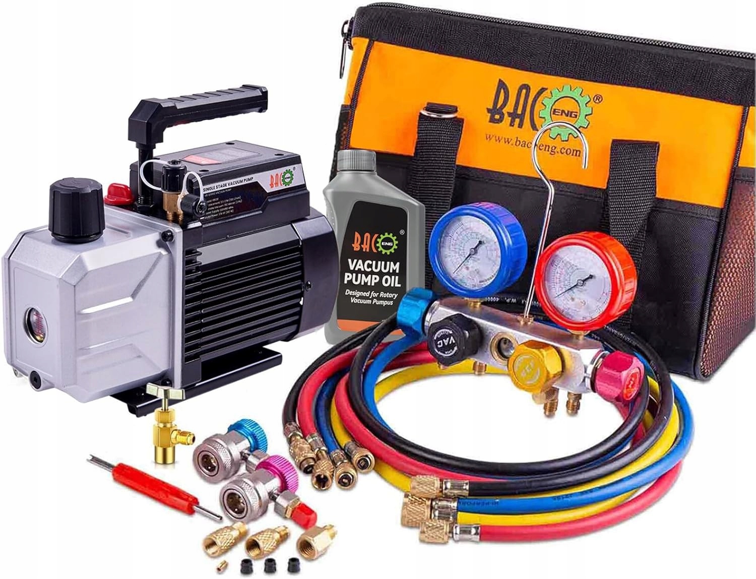 Vákuová Pumpa Bacoeng Sada Chladenia Manometer 0.25 Km Hvac Diagnostika